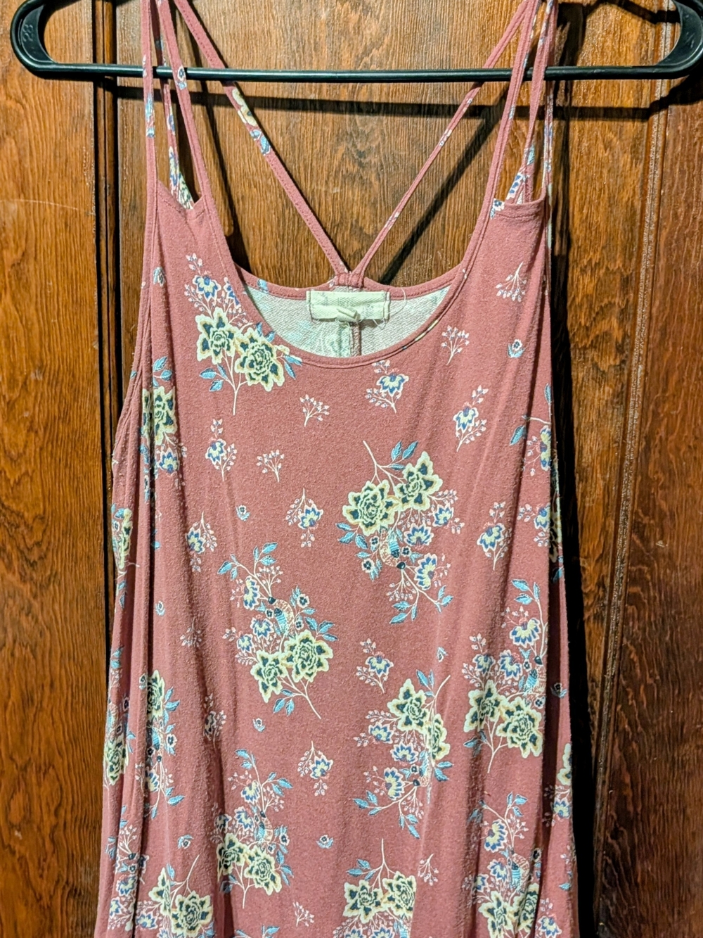 Hippie Rose Mauve Floral Crisscross Strap Tank